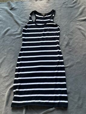 Tommy Bahama Black and White Striped Racerback Tank Dress
